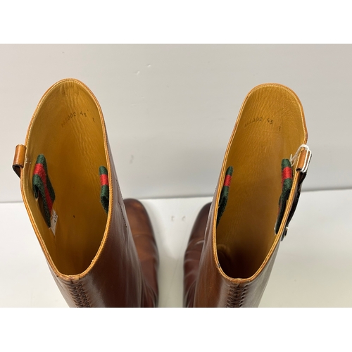 36 - Pair of Gucci Mid tan leather knee high boots size 43