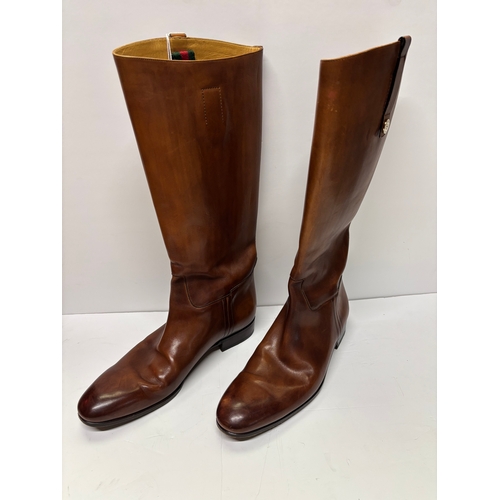 36 - Pair of Gucci Mid tan leather knee high boots size 43