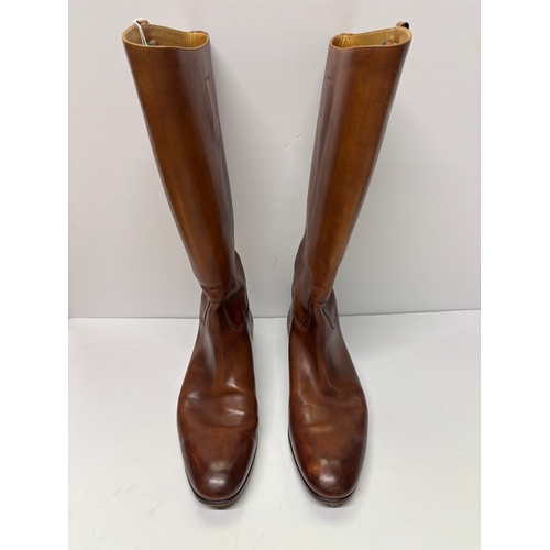36 - Pair of Gucci Mid tan leather knee high boots size 43