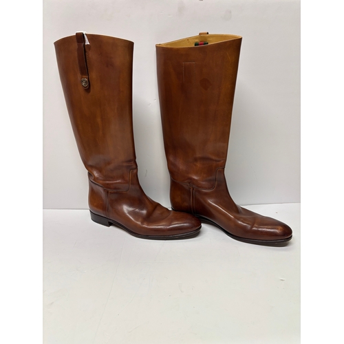 36 - Pair of Gucci Mid tan leather knee high boots size 43