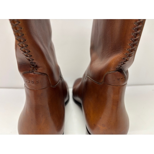 36 - Pair of Gucci Mid tan leather knee high boots size 43