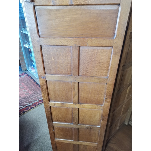 809 - A  very rare early mouseman  oak panelled double wardrobe, beautifully patinated with each wardrobe ... 