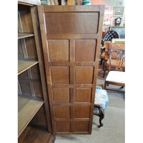809 - A  very rare early mouseman  oak panelled double wardrobe, beautifully patinated with each wardrobe ... 