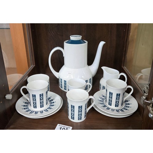  Royal Doulton 'Moonstone' coffee set - Coffee pot, milk jug, sugar bowl and x4 cups and saucers