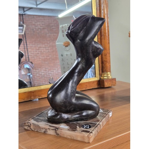 219 - Bronze sculpture of naked women, in abstract style on marble base H30cm