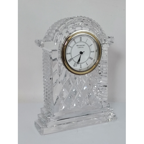 265 - A Waterford Crystal mantel clock 19cm high