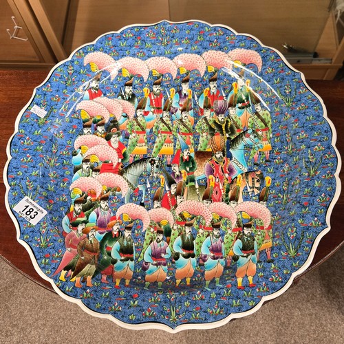  A Turkish Ceramic Plate with Ottoman miniature-style artwork signed to the back artist Omer Selcuk K... 