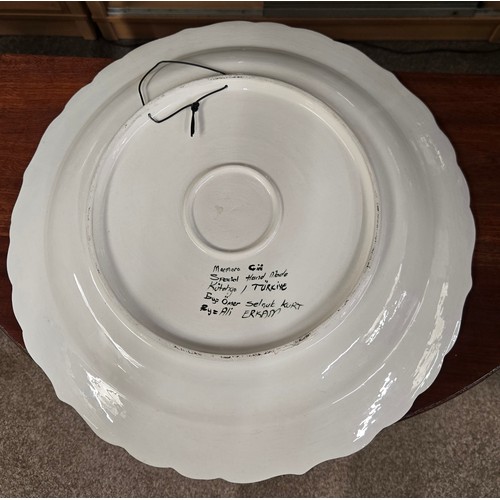  A Turkish Ceramic Plate with Ottoman miniature-style artwork signed to the back artist Omer Selcuk K... 