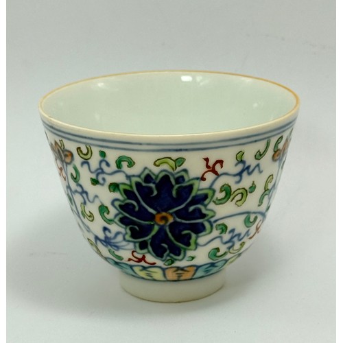 247 - A Chinese Doucai Bowl with six character marks to base D8cm plus Blue and White Dragon bowl mark on ... 