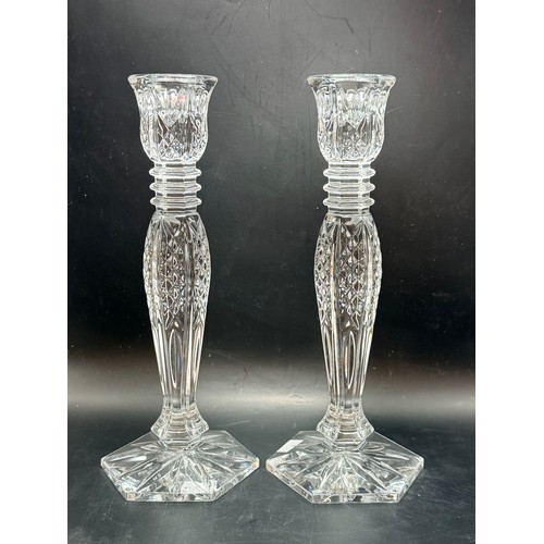 267 - A Pair of Waterford Crystal Candlestick 'Bethany' pattern H26cm
