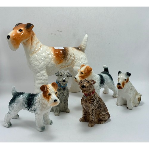  A Collection of ceramic Airedale Terriers Including Mellorware and Cath Kidston Stanley Terrier Salt... 