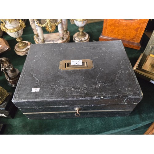  Antique Document Box 'Allen 18 & 22 Strand Mov 25,1851' written in gold on writing slope