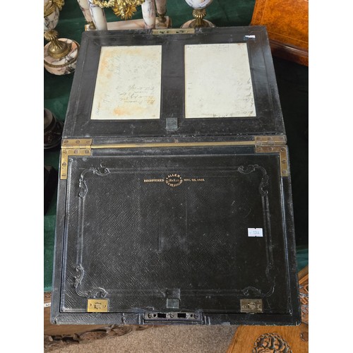  Antique Document Box 'Allen 18 & 22 Strand Mov 25,1851' written in gold on writing slope