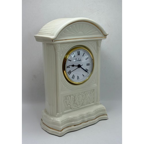  A Belleek Creamware mantel clock H25cm