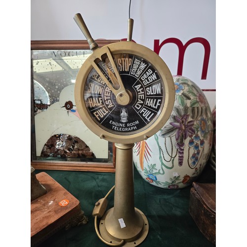 12 - A Brass Ships engine room telegraph lamp H42cm