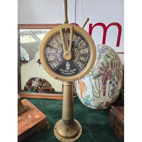 12 - A Brass Ships engine room telegraph lamp H42cm