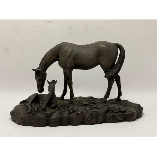 131 - Two Figurines with Boxes, A Border Fine Arts Collie dog sleeping on stool plus Bronze Effect Heredit... 