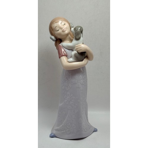  A Lladro and Nao Figurine - 'welcome to the Family' with box H24cm x W18cm plus 'Puppy Cuddles' H22c... 