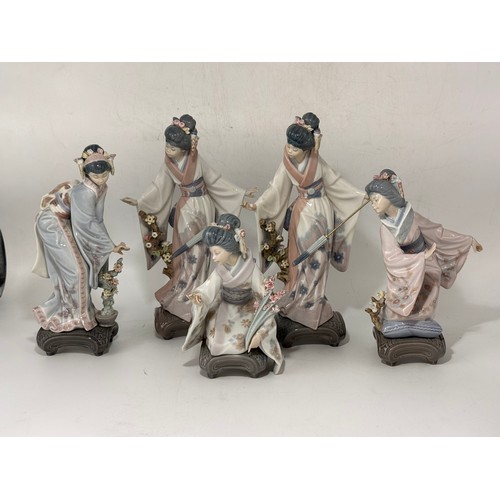  Five Lladro Geisha Girl Figurines