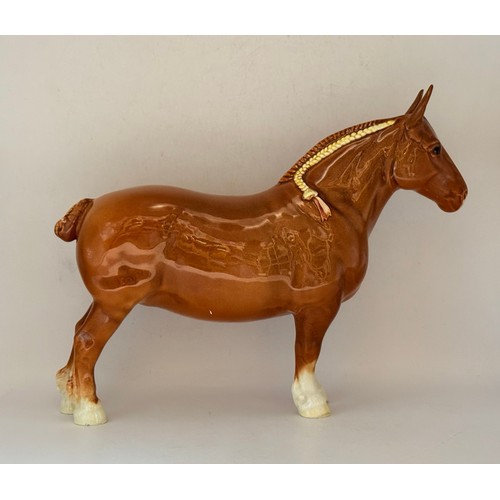 152 - Two Beswick work horses - Chestnut Suffolk Punch CH Hasse Dainty plus Black Shire Model 818 (over pa... 