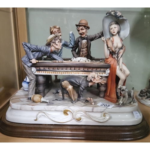  A large Capodimonte figurine depicting a chaotic tavern scene