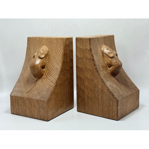 272 - A pair of Robert Thompson Mouseman Book Ends.  Both with signature caved mice  Hight 15cm width 9.5c... 