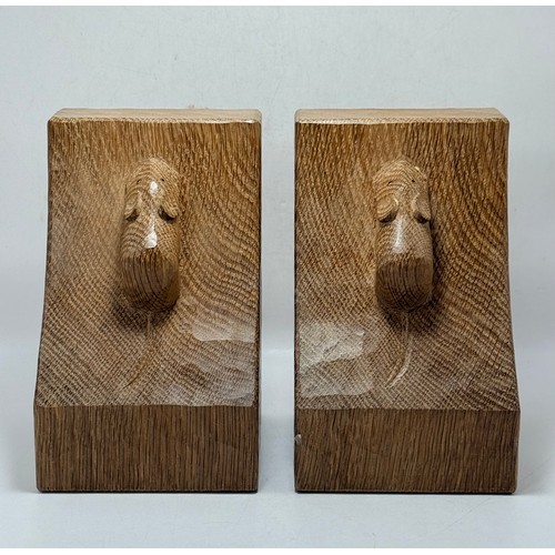 272 - A pair of Robert Thompson Mouseman Book Ends.  Both with signature caved mice  Hight 15cm width 9.5c... 