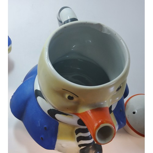 214 - A Shelley Mabel Lucie Attwell Boo Boo Tea Set c1930s in sailor duck design teapot, rabbit milk jug a... 