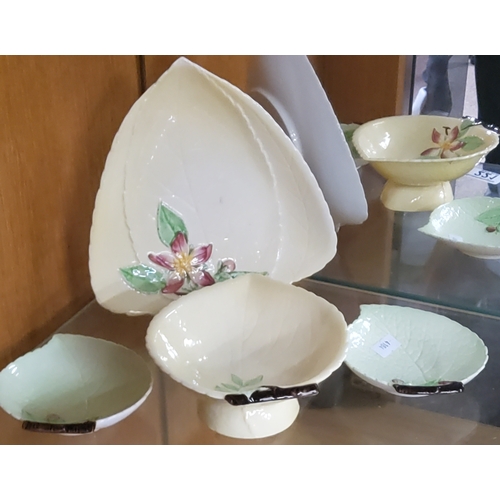  Four Carlton Ware yellow leaf design dishes