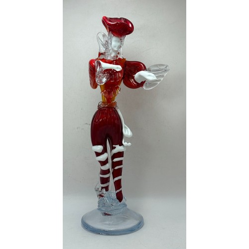  Two vintage Murano red and white glass figurines H30cm