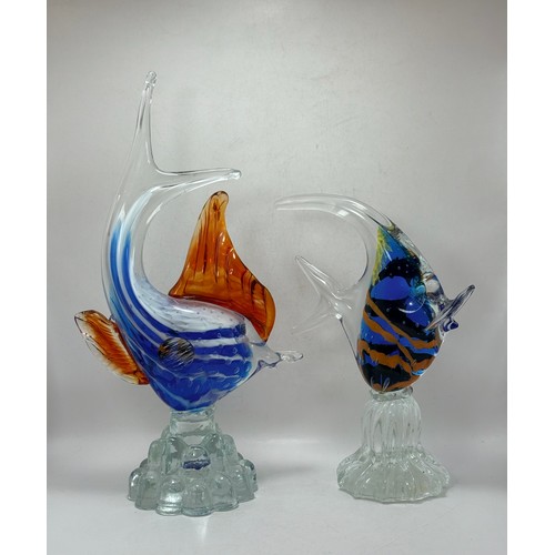 217 - Two Murano Glass Fish sculptures H29cm and 22cm