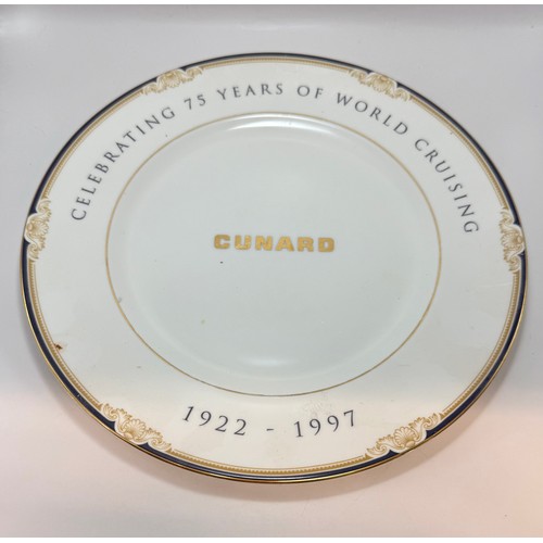 Three Wedgwood  commemorative plates Cunard Celebrating 75 years of world cruising D27cm