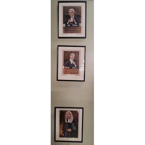  Three Framed Caricature prints by Ralph Sallon - The Right Honourable Lord Denning, The Right Honour... 