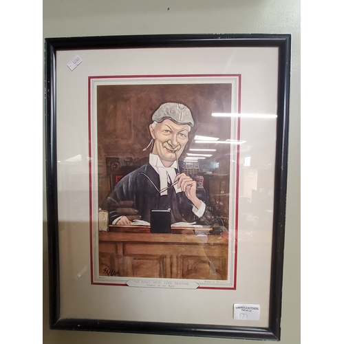  Three Framed Caricature prints by Ralph Sallon - The Right Honourable Lord Denning, The Right Honour... 