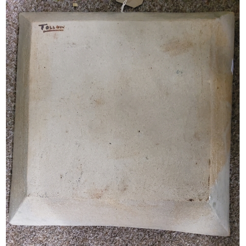  A vintage Tollow Square dish c1970s, signed to base 32cm x 32cm