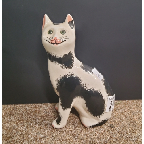 270 - A Wemyss Ware black and white pottery Cat signed G.Hill