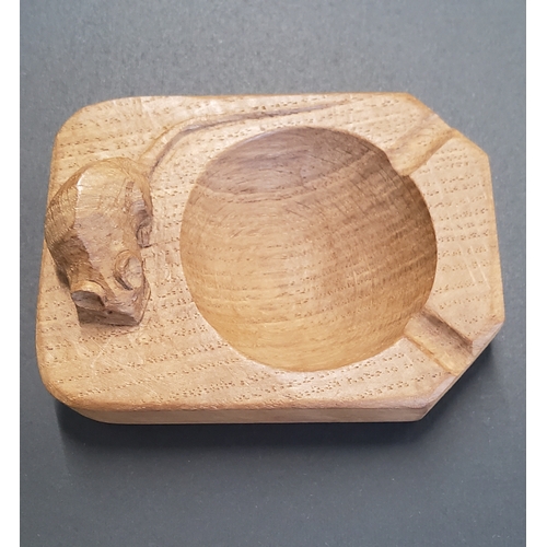  A Robert Thompson 'Mouseman' Yorkshire Oak Ashtray features a canted rectangular frame and signature... 