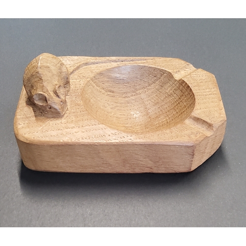  A Robert Thompson 'Mouseman' Yorkshire Oak Ashtray features a canted rectangular frame and signature... 