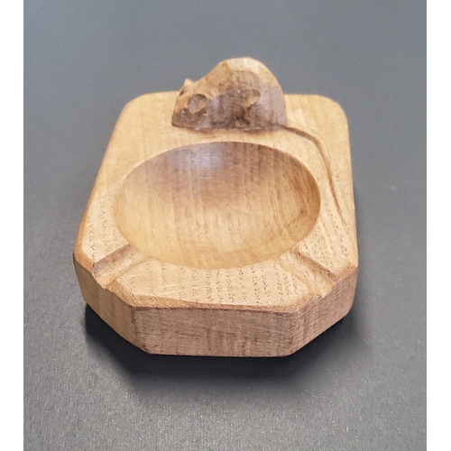  A Robert Thompson 'Mouseman' Yorkshire Oak Ashtray features a canted rectangular frame and signature... 