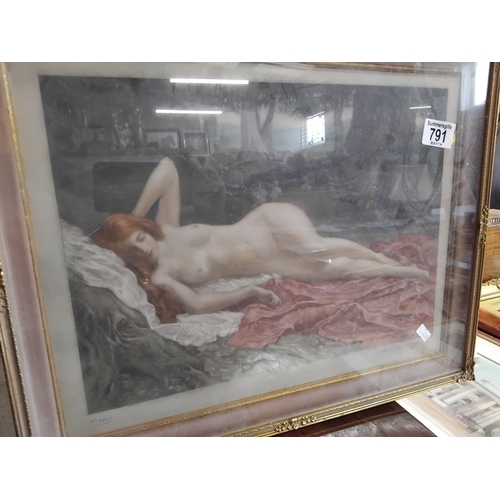  A signed print of a reclining maiden by John Cother Watt