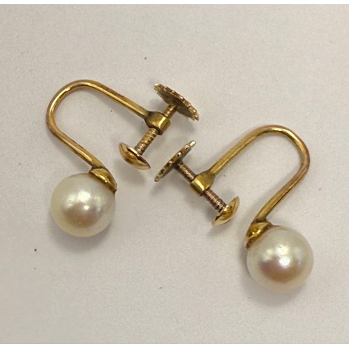 551 - Four pairs of assorted 9 carat gold pearl earrings, comprising a pair of studs, a pair of small pend... 