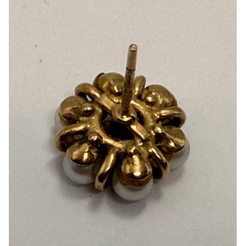 551 - Four pairs of assorted 9 carat gold pearl earrings, comprising a pair of studs, a pair of small pend... 