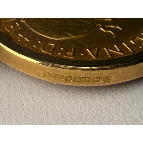 559 - An Elizabeth II sovereign, 1966, loose-mounted to a 9 carat gold pendant mount hallmarked Birmingham... 