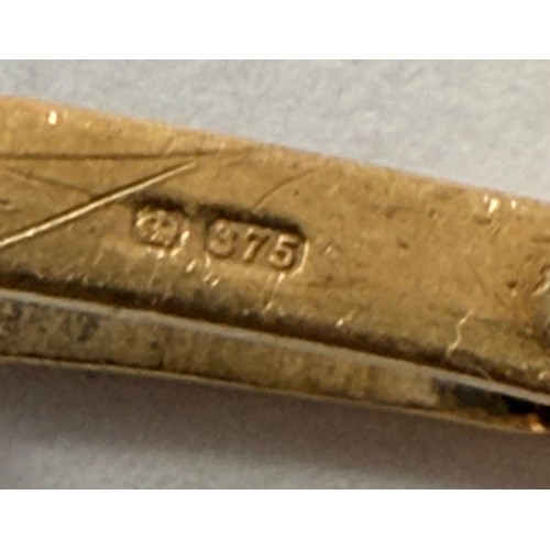  A lady's 9 carat gold wristwatch to an articulated textured bracelet strap, the square dial signed O... 