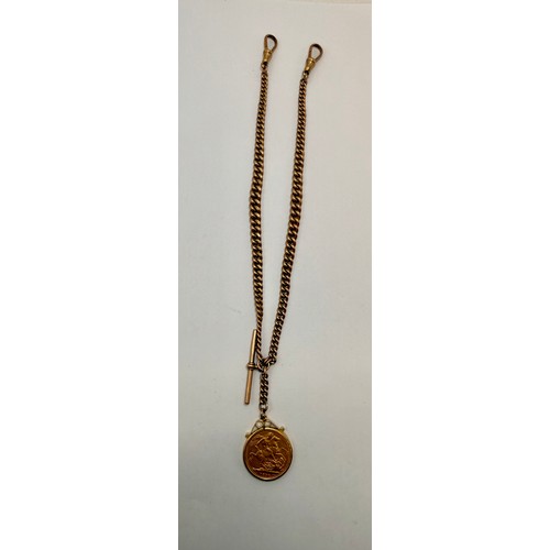  A Victoria sovereign, 1896, to a 9 carat pendant loose-mount, hallmarked London 1972, hung from a 9 ... 