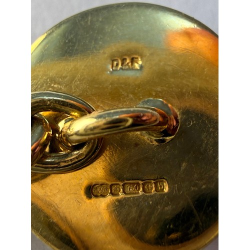 598 - A pair of 18 carat gold rock crystal reverse painted intaglio game bird double cufflinks by Deakin &... 