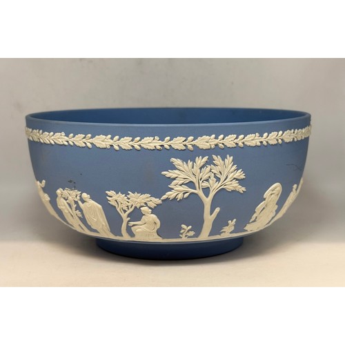 162 - A Collection of Six Blue Jasperware Wedgwood items including Bowl, Vase