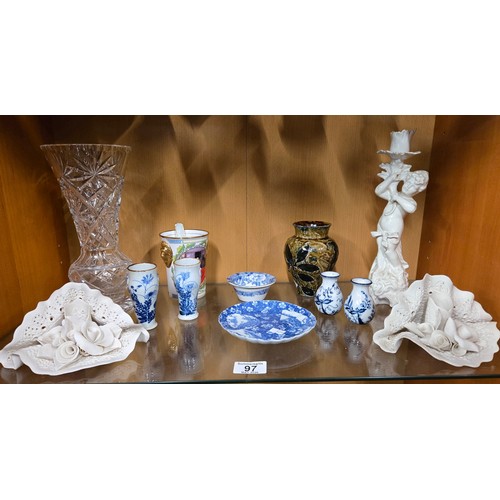  A collection of various collectables including blue and white china, crystal vase etc