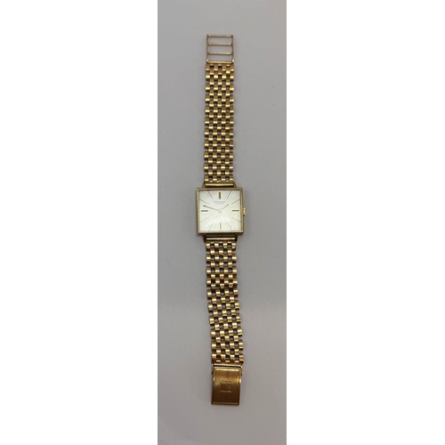  A 9 carat gold bracelet strap wristwatch, the silvered square dial signed ROTARY MAXIMUS, with gilt ... 