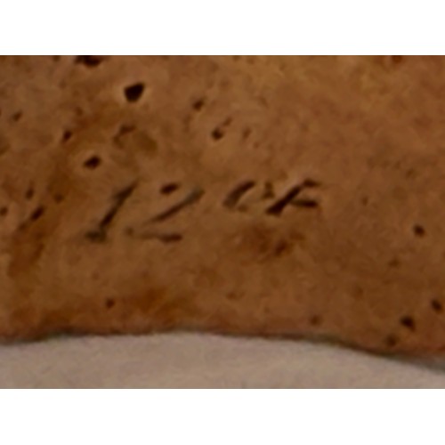 621 - A rose gold signet ring, the scalloped square matrix engraved with a monogram, to reeded tapering sh... 